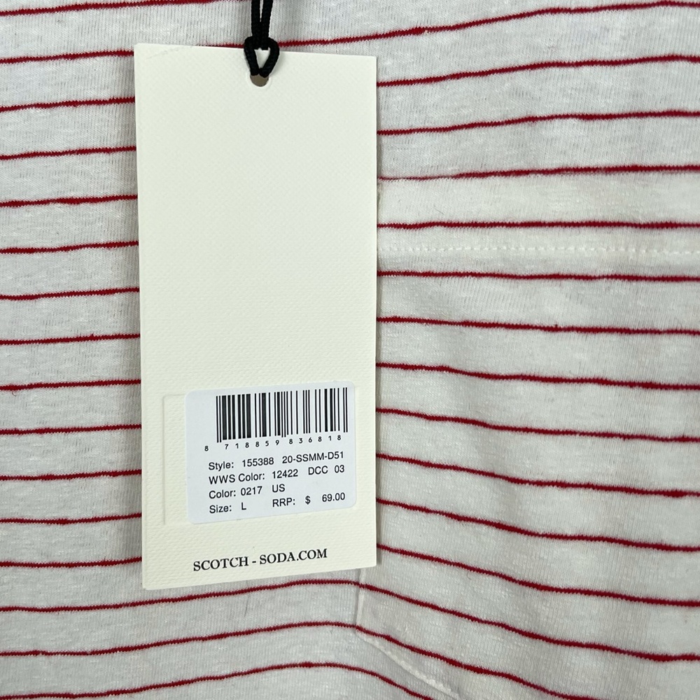 Scotch & Soda Striped “Cotton Linen Tee” 106231 - Picture 10 of 15